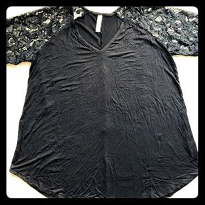 Zenana 3XL Lace Sleeves Tunic Top Black New